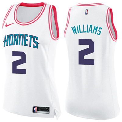 Nike Hornets #2 Marvin Williams White Pink Women's NBA Swingman Fashion Jersey