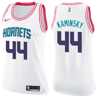 Nike Hornets #44 Frank Kaminsky White Pink Women's NBA Swingman Fashion Jersey