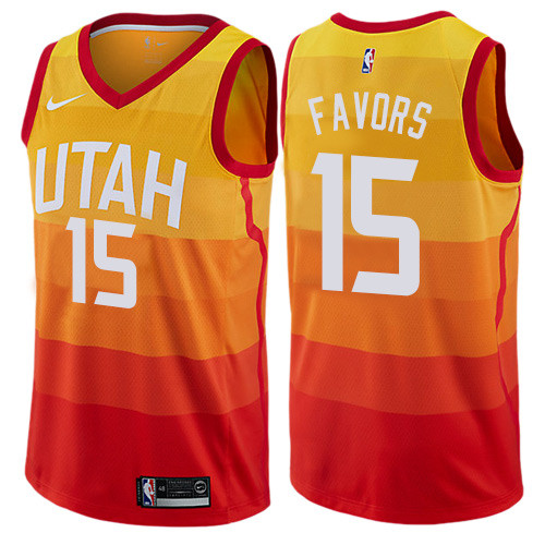 Nike Jazz #15 Derrick Favors Orange NBA Swingman City Edition