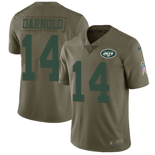 Nike Jets #14 Sam Darnold Olive Men's Stitched NFL Limited 2017 Salute To Service Jersey Nike Jets #14 Sam Darnold Olive Men's Stitched NFL Limited 2017 Salute To Service Jersey
