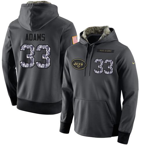 Nike Jets #33 Jamal Adams Stitched Black Men's Anthracite Salute to Service Player Performance Hoodie