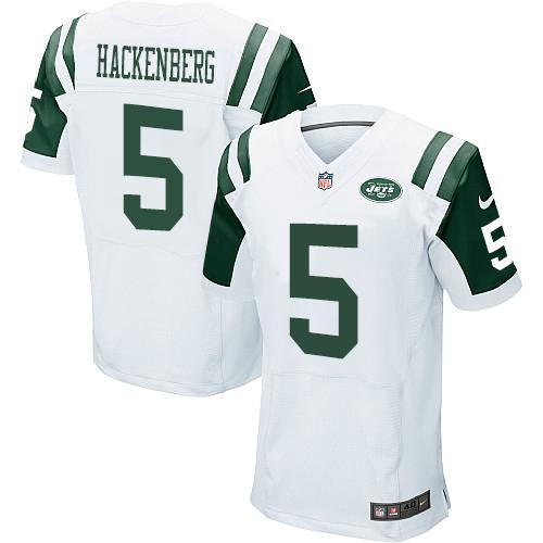 Nike Jets #5 Christian Hackenberg White Men's Stitched NFL Elite Jersey Nike Jets #5 Christian Hackenberg White Men's Stitched NFL Elite Jersey