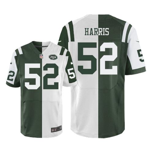 Nike Jets #52 David Harris Green White Men's Stitched NFL Elite Split Jersey