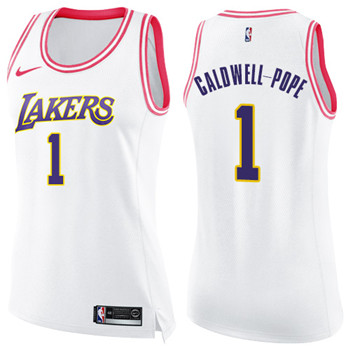 Nike Lakers #1 Kentavious Caldwell-Pope White Pink Women's NBA Swingman Fashion Jersey