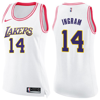 Nike Lakers #14 Brandon Ingram White Pink Women's NBA Swingman Fashion Jersey