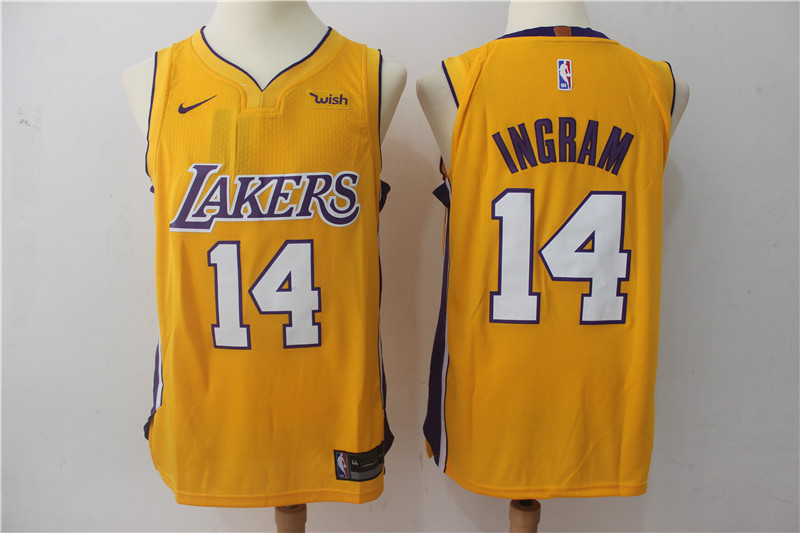 Nike Lakers #14 Brandon Ingram Yellow Authentic Stitched NBA Jersey