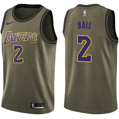 Nike Lakers #2 Lonzo Ball Green Salute to Service Youth NBA Swingman Jersey Nike Lakers #2 Lonzo Ball Green Salute to Service Youth NBA Swingman Jersey