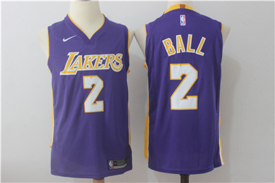 Nike Lakers #2 Lonzo Ball Purple Stitched NBA Jersey
