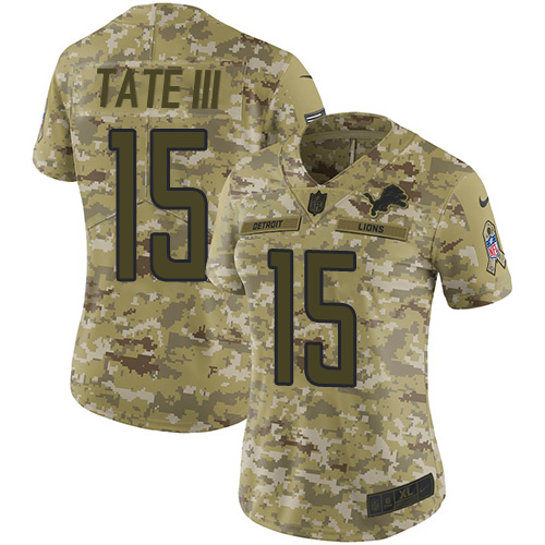 Nike Lions #15 Golden Tate III Camo Women's Stitched NFL Limited 2018 Salute to Service Jersey Nike Lions #15 Golden Tate III Camo Women's Stitched NFL Limited 2018 Salute to Service Jersey