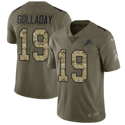 Nike Lions #19 Kenny Golladay Olive Camo Youth Stitched NFL Limited 2017 Salute to Service Jersey