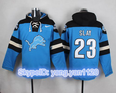Nike Lions #23 Darius Slay Blue Player Pullover NFL Hoodie