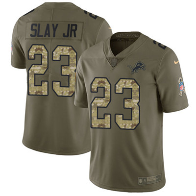 Nike Lions #23 Darius Slay Jr Olive Camo Youth Stitched NFL Limited 2017 Salute to Service Jersey
