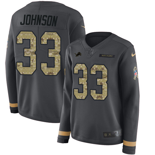 Nike Lions #33 Kerryon Johnson Anthracite Salute to Service