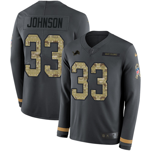 Nike Lions #33 Kerryon Johnson Anthracite Salute to Service Youth Nike Lions #33 Kerryon Johnson Anthracite Salute to Service Youth