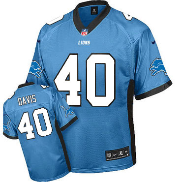 Nike Lions #40 Jarrad Davis Blue Team Color Men's CustomizedStitched NFL Elite Drift Fashion Jersey