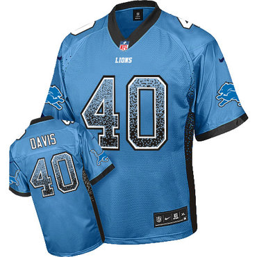 Nike Lions #40 Jarrad Davis Blue Team Color Men's Stitched NFL Elite Drift Fashion Jersey Nike Lions #40 Jarrad Davis Blue Team Color Men's Stitched NFL Elite Drift Fashion Jersey