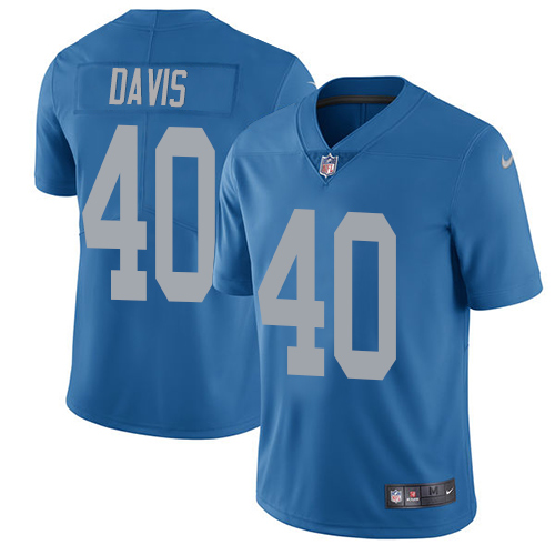 Nike Lions #40 Jarrad Davis Blue Throwback Youth Stitched NFL Limited Jersey