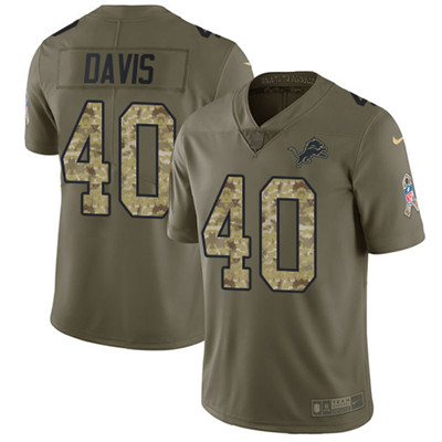 Nike Lions #40 Jarrad Davis Olive Camo Youth Stitched NFL Limited 2017 Salute to Service Jersey