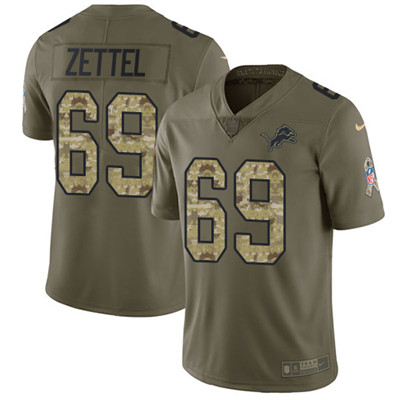 Nike Lions #69 Anthony Zettel Olive Camo Youth Stitched NFL Limited 2017 Salute to Service Jersey