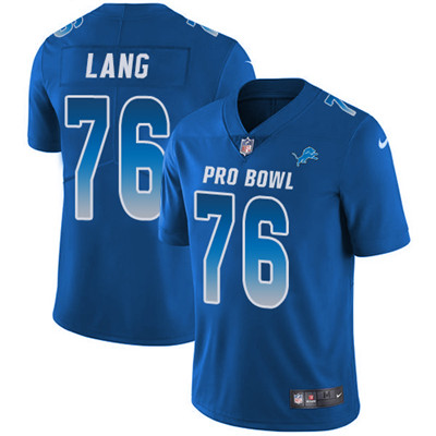 Nike Lions #76 T.J. Lang Royal Youth Stitched NFL Limited NFC 2018 Pro Bowl Jersey