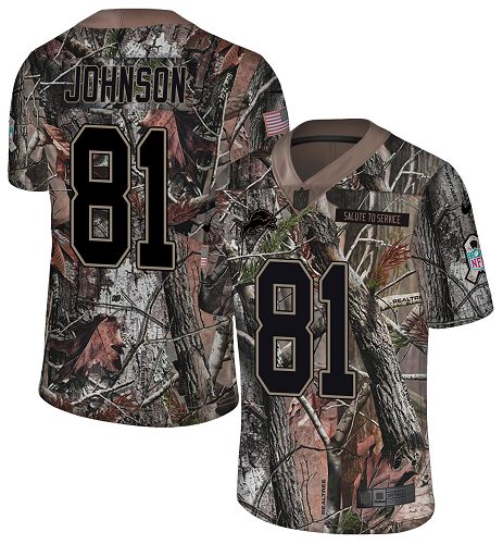 Nike Lions #81 Calvin Johnson Camo Youth Stitched NFL Limited Rush Realtree Jersey