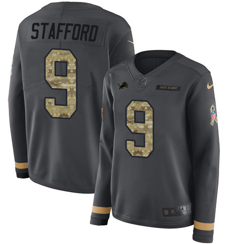 Nike Lions #9 Matthew Stafford Anthracite Salute to Service