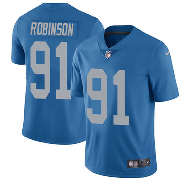 Nike Lions #91 A'Shawn Robinson Blue Throwback Men's Stitched NFL Vapor Untouchable Limited Jersey Nike Lions #91 A'Shawn Robinson Blue Throwback Men's Stitched NFL Vapor Untouchable Limited Jersey