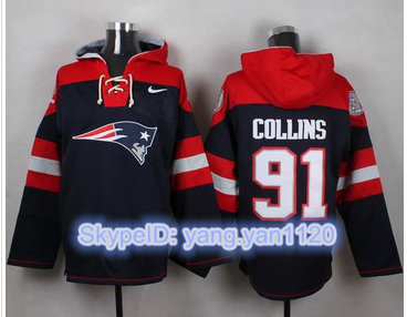 Nike New England Patriots #91 Jamie Collins Navy Blue Player Pullover NFL Hoodie