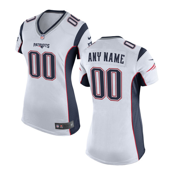 Nike New England Patriots White Women's Custom Game Jersey Nike New England Patriots White Women's Custom Game Jersey