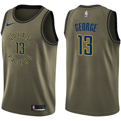 Nike Pacers #13 Paul George Green Salute to Service Youth NBA Swingman Jersey