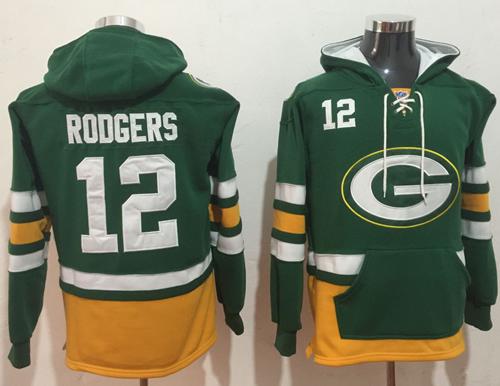 Nike Packers #12 Aaron Rodgers Green Gold Name & Number Pullover NFL Hoodie