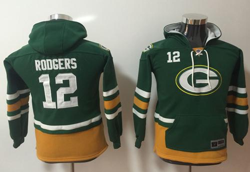 Nike Packers #12 Aaron Rodgers Green Youth Name & Number Pullover NFL Hoodie
