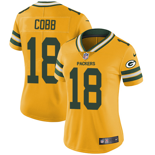 Nike Packers #18 Randall Cobb Yellow Women's CustomizedStitched NFL Limited Rush Jersey Nike Packers #18 Randall Cobb Yellow Women's CustomizedStitched NFL Limited Rush Jersey