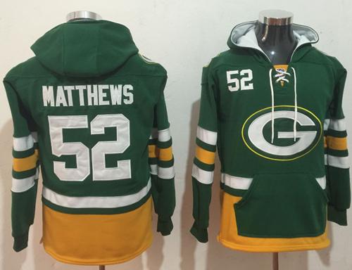 Nike Packers #52 Clay Matthews Green Gold Name & Number Pullover NFL Hoodie