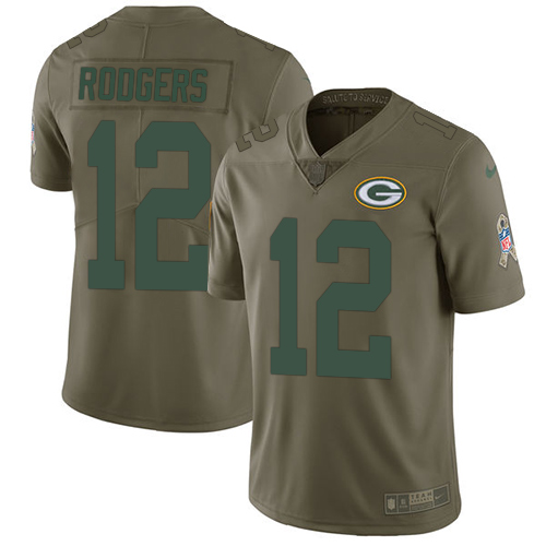 Nike Packers Olive Men's Stitched NFL Limited 2017 Salute To Service Jersey