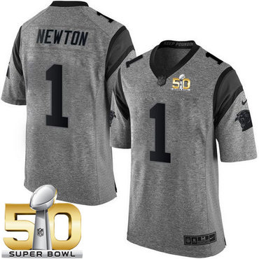 Nike Panthers #1 Cam Newton Gray Super Bowl 50 Men's Stitched NFL Limited Gridiron Gray Jersey Nike Panthers #1 Cam Newton Gray Super Bowl 50 Men's Stitched NFL Limited Gridiron Gray Jersey