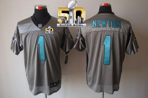 Nike Panthers #1 Cam Newton Grey Shadow Super Bowl 50 Men's Stitched NFL Elite Jersey Nike Panthers #1 Cam Newton Grey Shadow Super Bowl 50 Men's Stitched NFL Elite Jersey