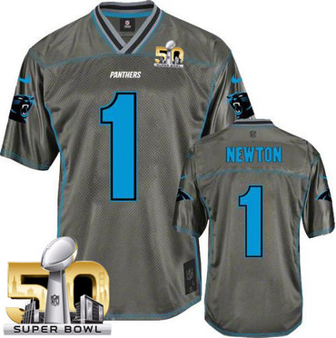 Nike Panthers #1 Cam Newton Grey Super Bowl 50 Men's Stitched NFL Elite Vapor Jersey Nike Panthers #1 Cam Newton Grey Super Bowl 50 Men's Stitched NFL Elite Vapor Jersey