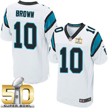 Nike Panthers #10 Corey Brown White Super Bowl 50 Men's Stitched NFL Elite Jersey