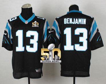 Nike Panthers #13 Kelvin Benjamin Black Team Color Super Bowl 50 Men's Stitched NFL Elite Jersey Nike Panthers #13 Kelvin Benjamin Black Team Color Super Bowl 50 Men's Stitched NFL Elite Jersey