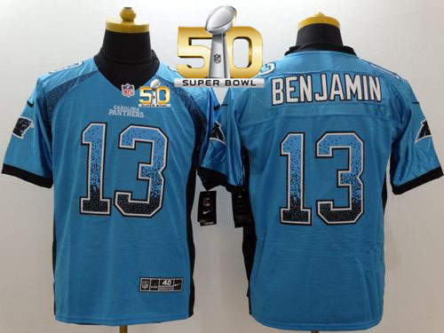 Nike Panthers #13 Kelvin Benjamin Blue Alternate Super Bowl 50 Men's Stitched NFL Elite Drift Fashion Jersey