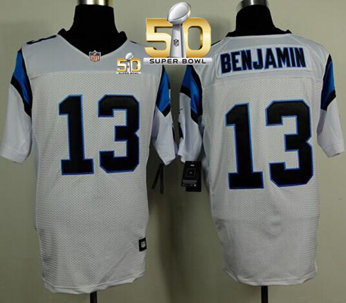 Nike Panthers #13 Kelvin Benjamin White Super Bowl 50 Men's Stitched NFL Elite Jersey