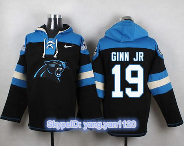 Nike Panthers #19 Ted Ginn Jr Black Player Pullover NFL Hoodie