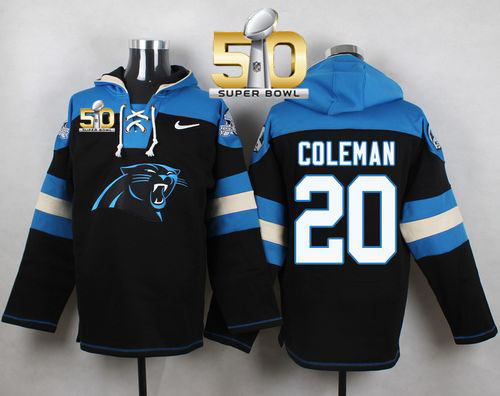 Nike Panthers #20 Kurt Coleman Black Super Bowl 50 Player Pullover NFL Hoodie