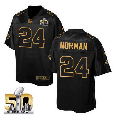 Nike Panthers #24 Josh Norman Black Super Bowl 50 Men's Stitched NFL Elite Pro Line Gold Collection Jersey