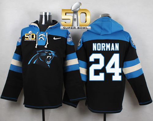 Nike Panthers #24 Josh Norman Black Super Bowl 50 Player Pullover NFL Hoodie Nike Panthers #24 Josh Norman Black Super Bowl 50 Player Pullover NFL Hoodie