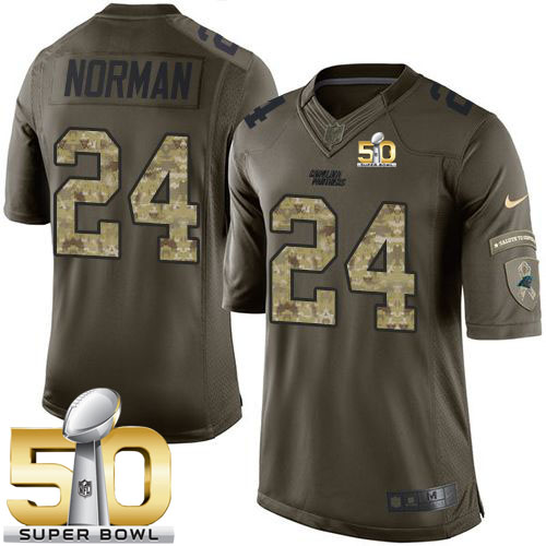 Nike Panthers #24 Josh Norman Green Super Bowl 50 Men's Stitched NFL Limited Salute to Service Jersey