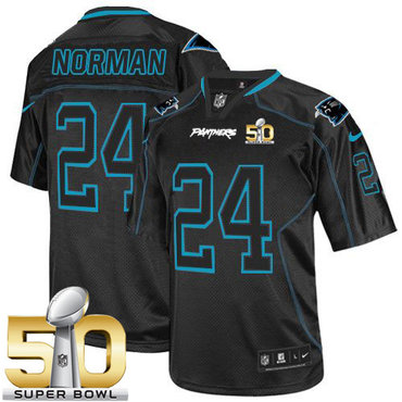 Nike Panthers #24 Josh Norman Lights Out Black Super Bowl 50 Men's Stitched NFL Elite Jersey