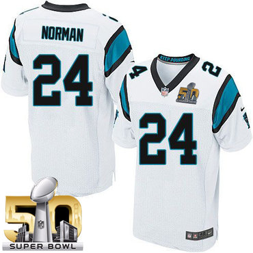 Nike Panthers #24 Josh Norman White Super Bowl 50 Men's Stitched NFL Elite Jersey