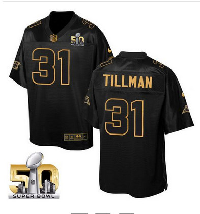 Nike Panthers #31 Charles Tillman Black Super Bowl 50 Men's Stitched NFL Elite Pro Line Gold Collection Jersey